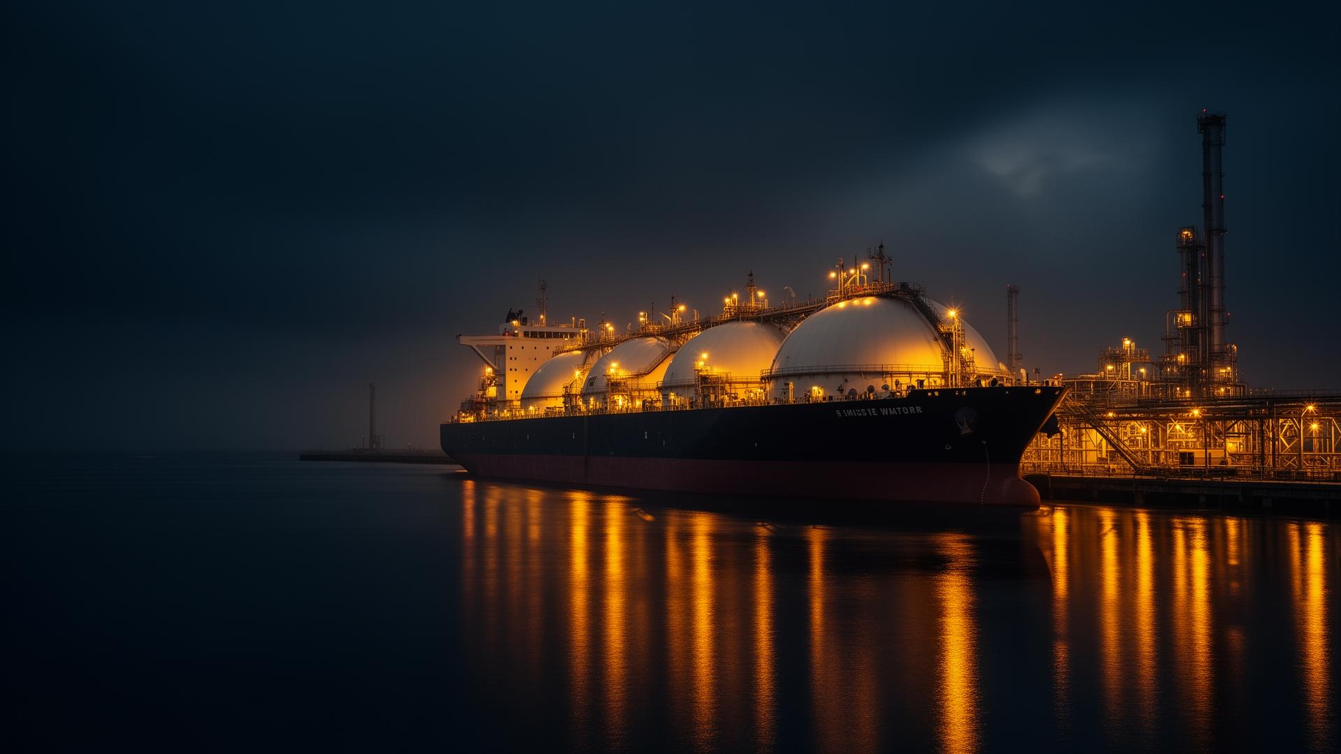 Global LNG terminal at dusk